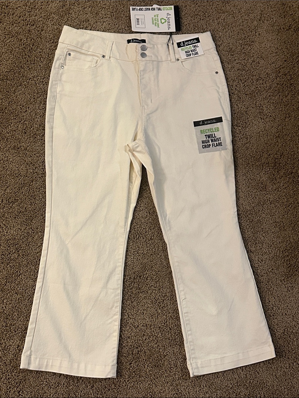 d. jeans Off-White High-Waist Crop Flare Jeans
